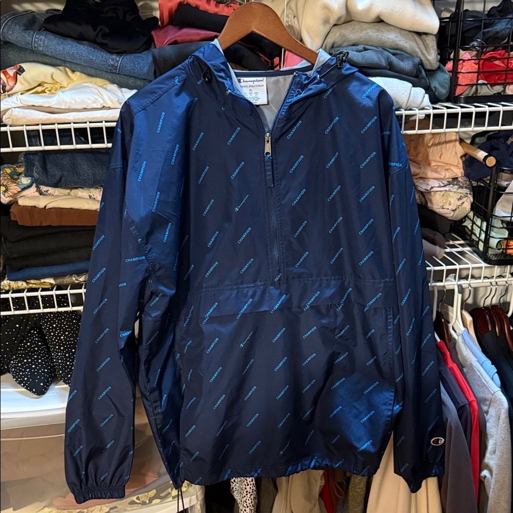 Champion Dark Blue Logo Windbreaker NWOT